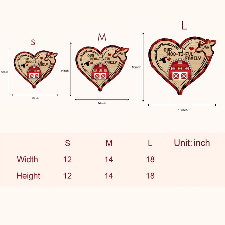 Our Moo-Ti-Ful Family - Personalized Custom Door Sign - Christmas Gift For Family, Family Members