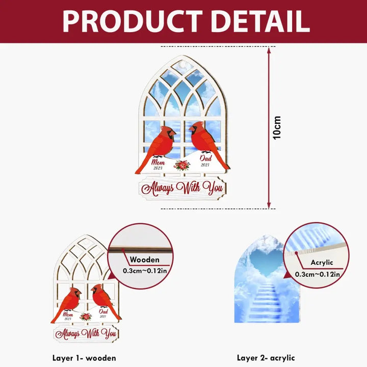 Always With You - Personalized Custom Suncatcher Layer Mix Ornament - Christmas, Memorial Gift For Family, Family Members