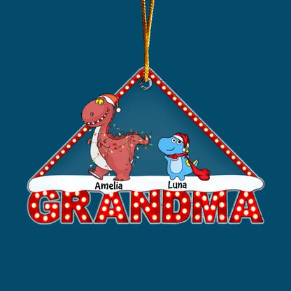 Grandmasaurus And Grandkids - Personalized Custom Mica Ornament - Christmas Gift For Grandma, Mom, Family Members CLA0HT010