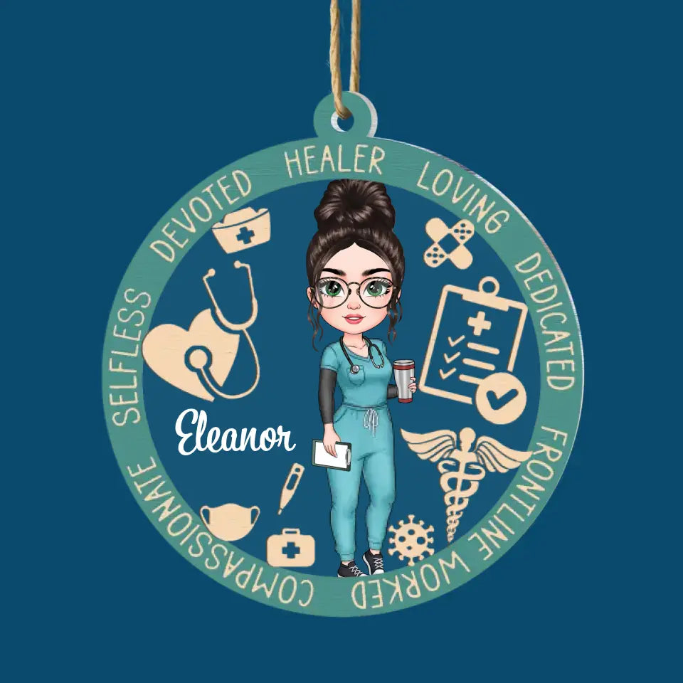 Devoted Healer Loving Dedicated - Personalized Custom Layer Mix Ornament - Christmas Gift, Nurse's Day, Appreciation Gift For Nurse