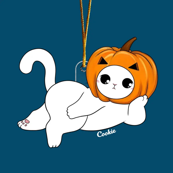 Lying Christmas Cat- Personalized Custom Mica Ornament - Christmas Gift For Cat Lover, Cat Mom, Cat Dad CLA0AD013