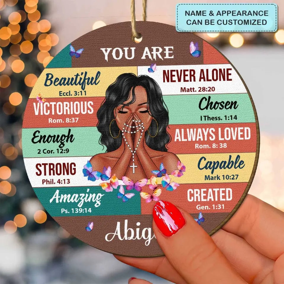 You Are Beautiful - Personalized Custom Wood Ornament - Christmas Gift For Christian