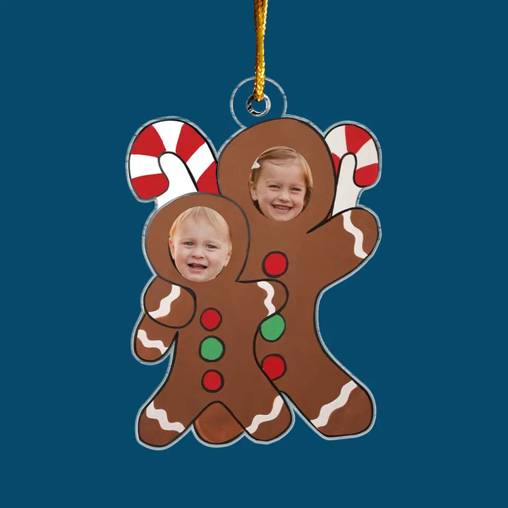 Gingerbread Custom Photo - Personalized Custom Mica Ornament - Christmas Gift For Kids, Family, Family Members