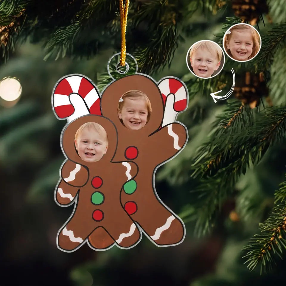 Gingerbread Custom Photo - Personalized Custom Mica Ornament - Christmas Gift For Kids, Family, Family Members