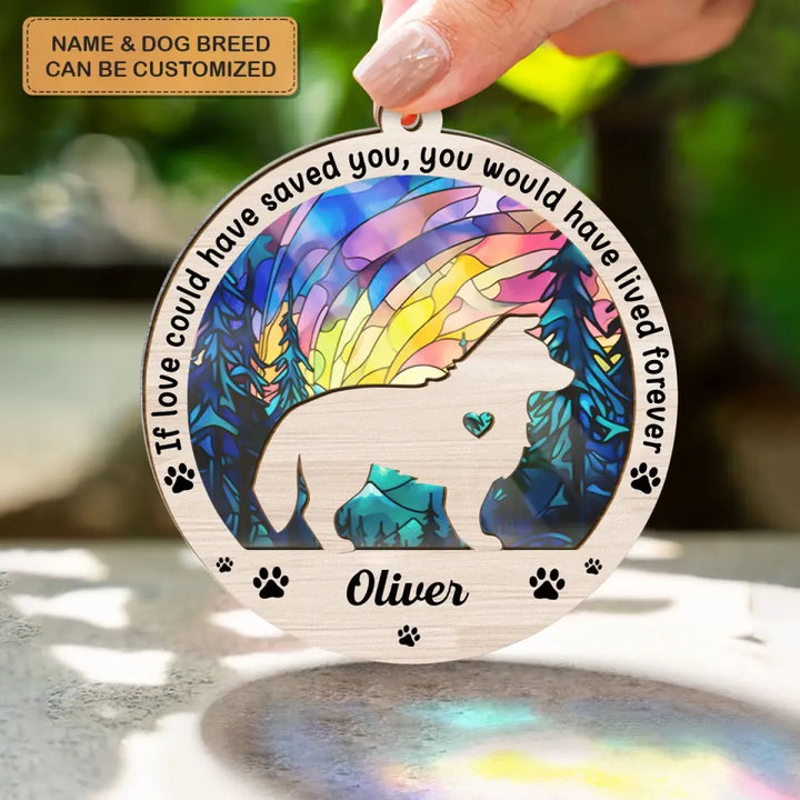 You Left Paw Prints On Our Heart - Personalized Custom Suncatcher Layer Mix Ornament - Memorial Gift For Dog Lover, Dog Owner, Dog Dad, Dog Mom