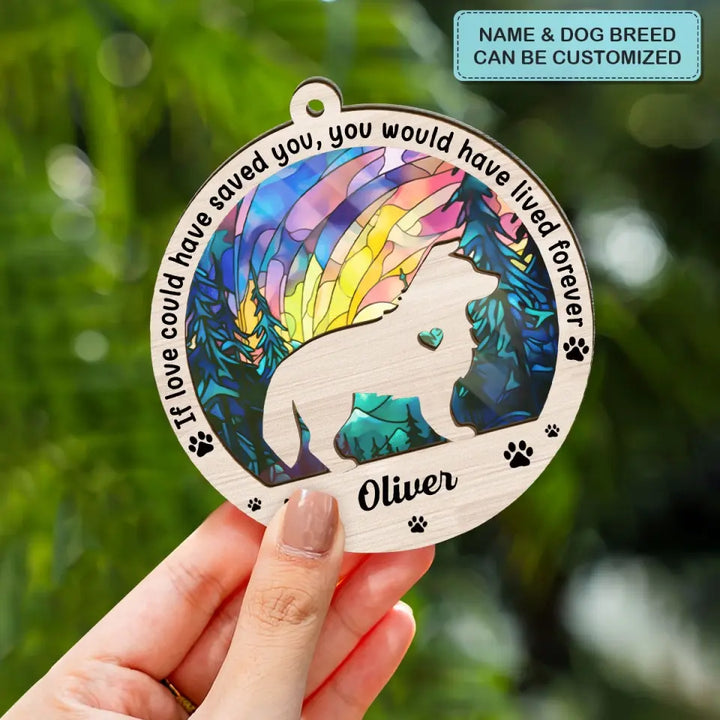 You Left Paw Prints On Our Heart - Personalized Custom Suncatcher Layer Mix Ornament - Memorial Gift For Dog Lover, Dog Owner, Dog Dad, Dog Mom