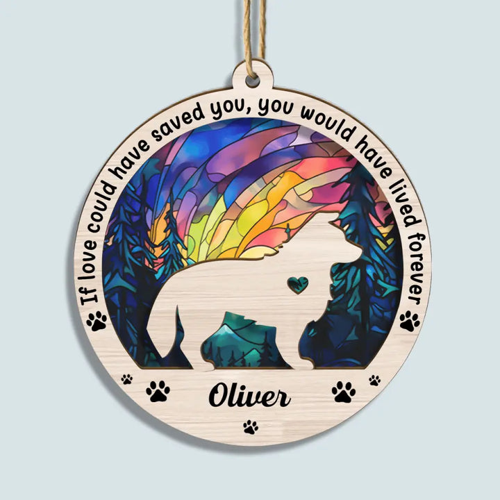 You Left Paw Prints On Our Heart - Personalized Custom Suncatcher Layer Mix Ornament - Memorial Gift For Dog Lover, Dog Owner, Dog Dad, Dog Mom