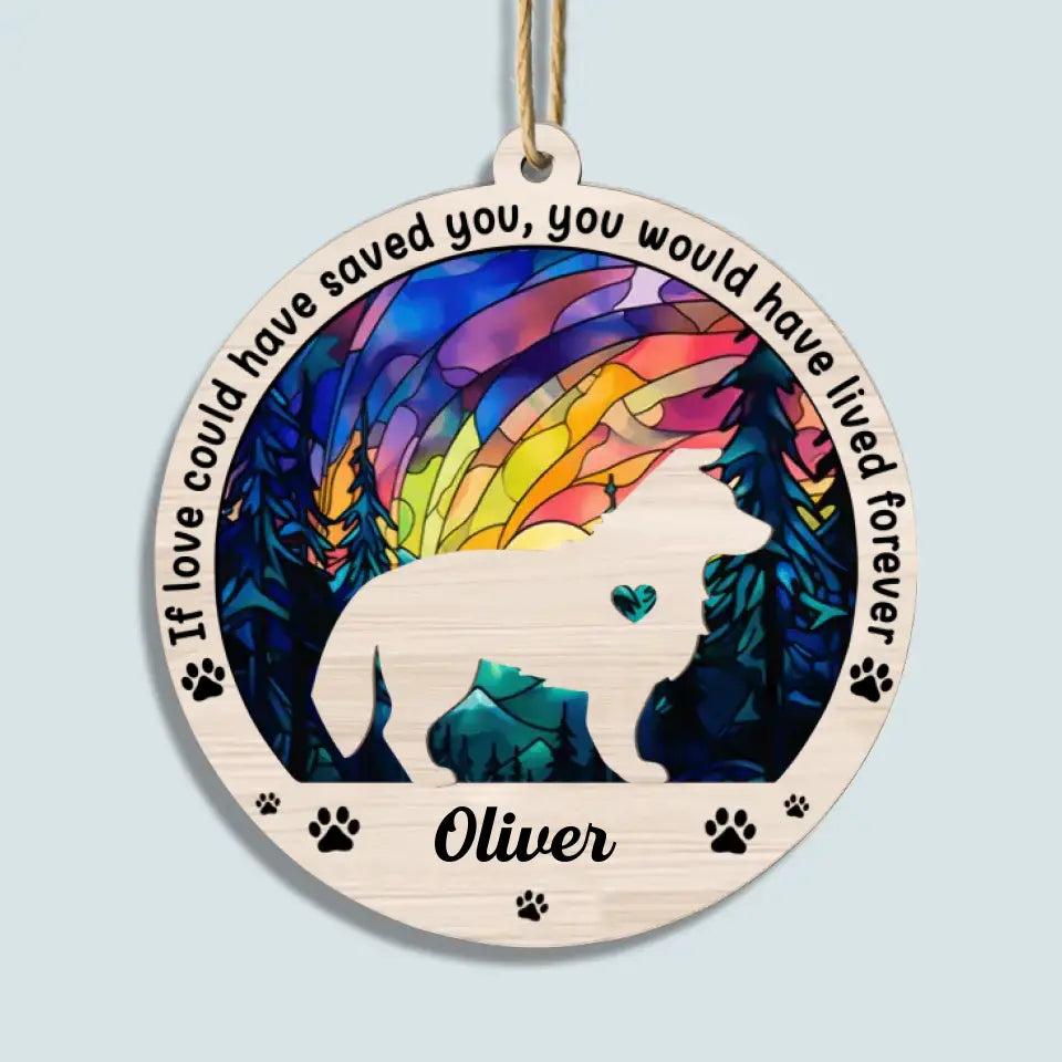 You Left Paw Prints On Our Heart - Personalized Custom Suncatcher Layer Mix Ornament - Memorial Gift For Dog Lover, Dog Owner, Dog Dad, Dog Mom