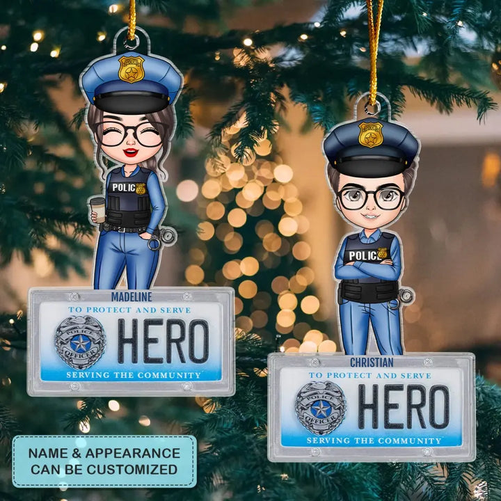 Police Officer - Personalized Custom Mica Ornament - Christmas Gift For Police CLA0AD012