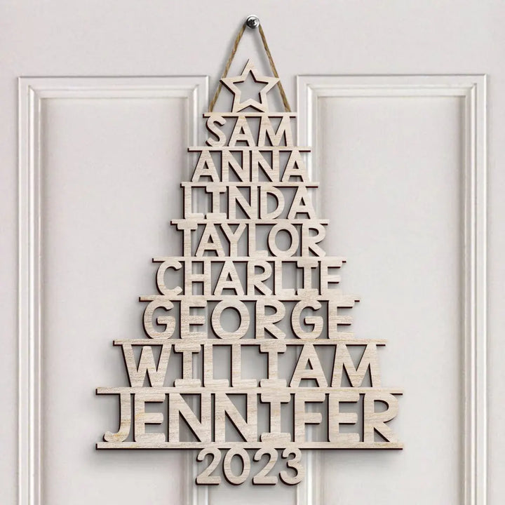 Our Family 2023 - Personalized Custom Door Sign - Christmas Gift For Family, Family Members AGCHD042