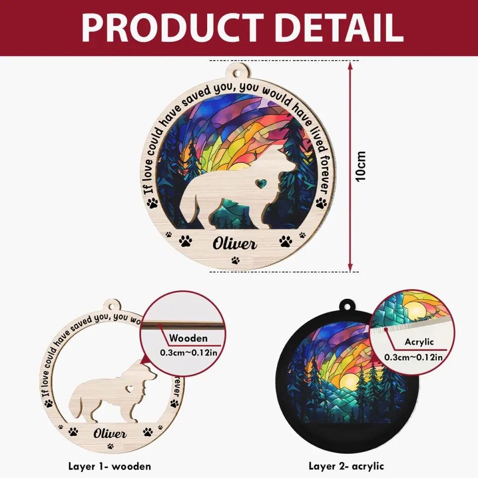 You Left Paw Prints On Our Heart - Personalized Custom Suncatcher Layer Mix Ornament - Memorial Gift For Dog Lover, Dog Owner, Dog Dad, Dog Mom