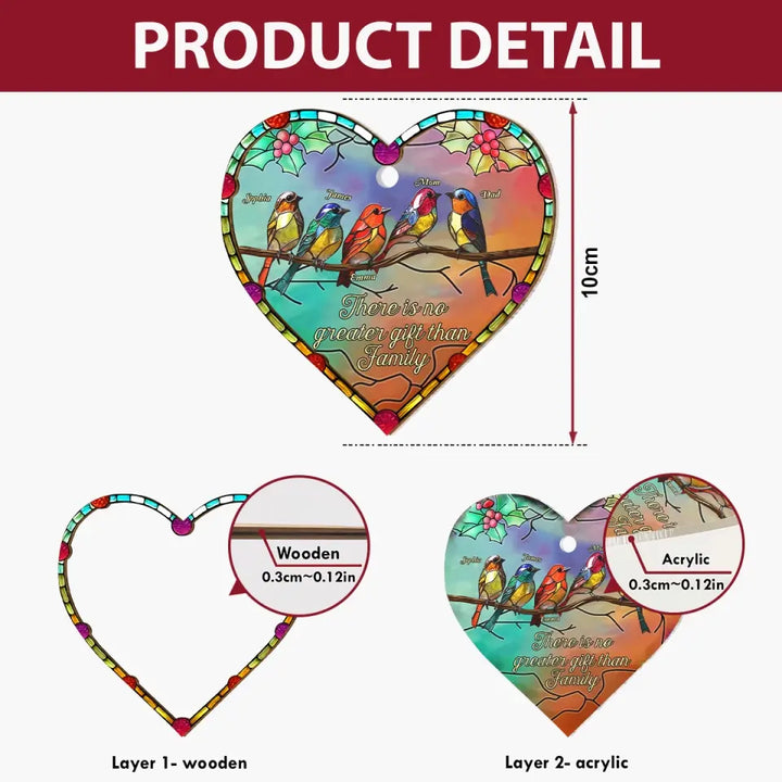 There Is No Greater Gift Than Family - Personalized Custom Suncatcher Layer Mix Ornament - Christmas Gift For Family, Family Members