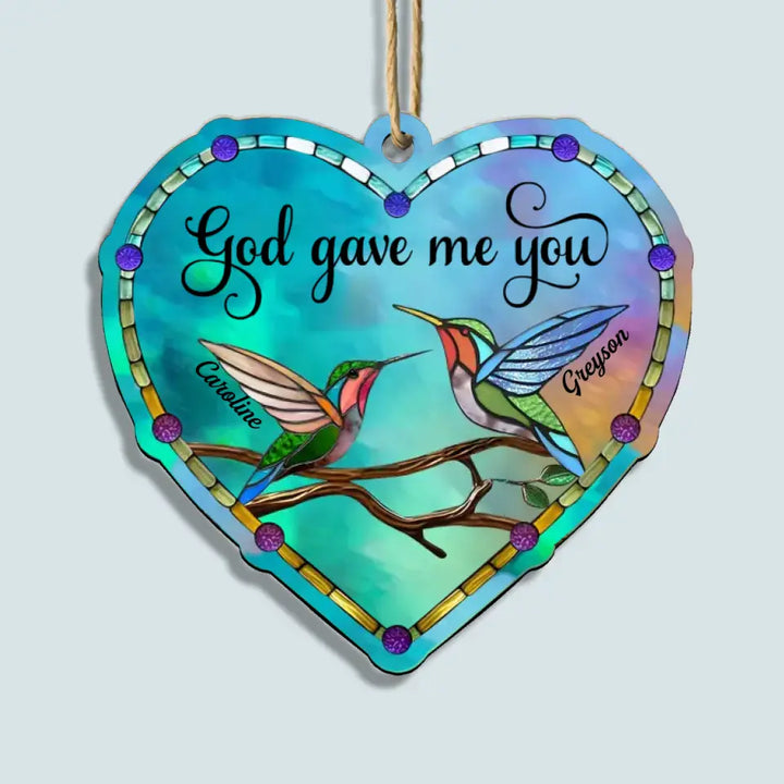 God Gave Me You V2 - Personalized Custom Suncatcher Layer Mix Ornament - Christmas Gift For Couple, Wife, Husband, Family Members