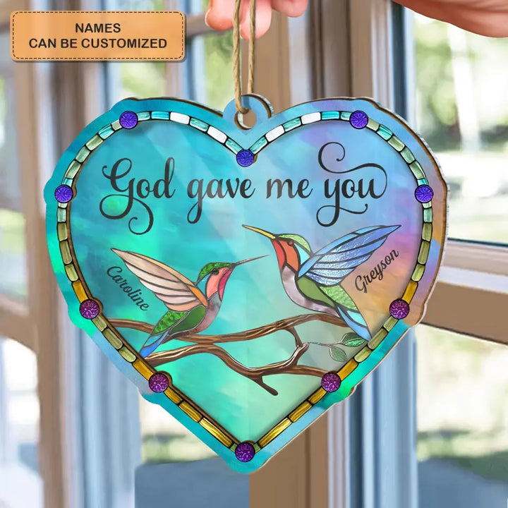 God Gave Me You V2 - Personalized Custom Suncatcher Layer Mix Ornament - Christmas Gift For Couple, Wife, Husband, Family Members