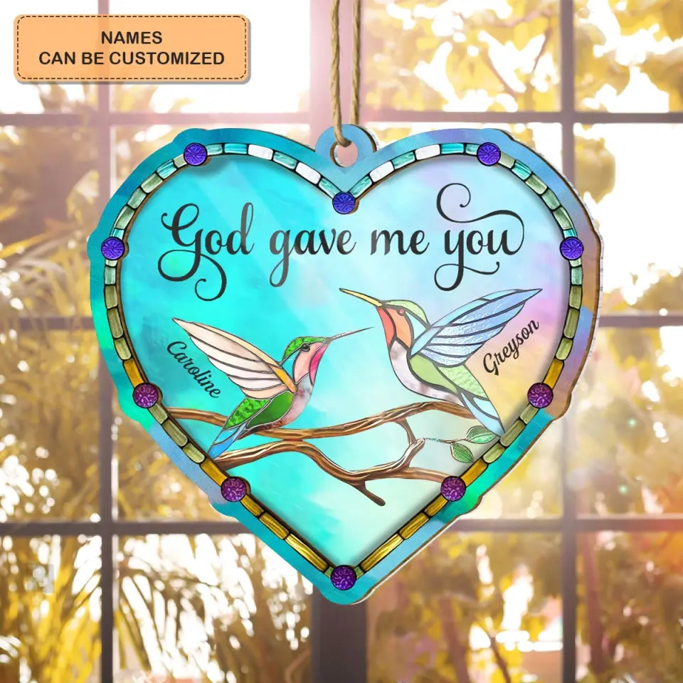 God Gave Me You V2 - Personalized Custom Suncatcher Layer Mix Ornament - Christmas Gift For Couple, Wife, Husband, Family Members