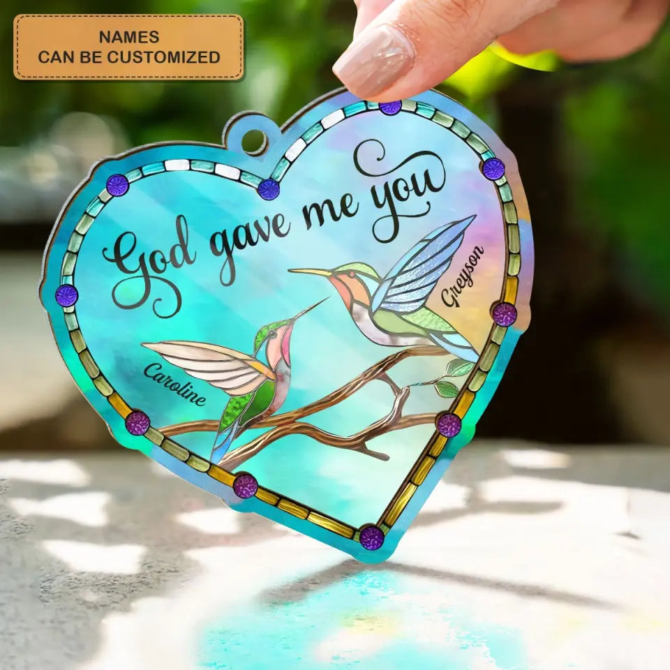 God Gave Me You V2 - Personalized Custom Suncatcher Layer Mix Ornament - Christmas Gift For Couple, Wife, Husband, Family Members