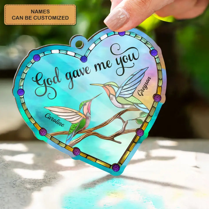 God Gave Me You V2 - Personalized Custom Suncatcher Layer Mix Ornament - Christmas Gift For Couple, Wife, Husband, Family Members