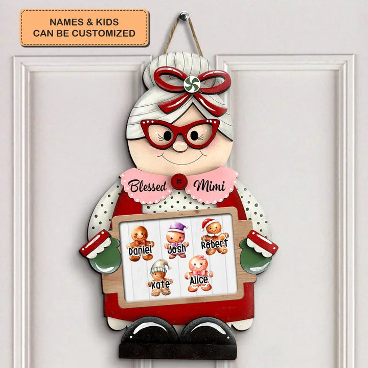 Blessed Nana - Personalized Custom Door Sign - Christmas Gift For Grandma, Family Members
