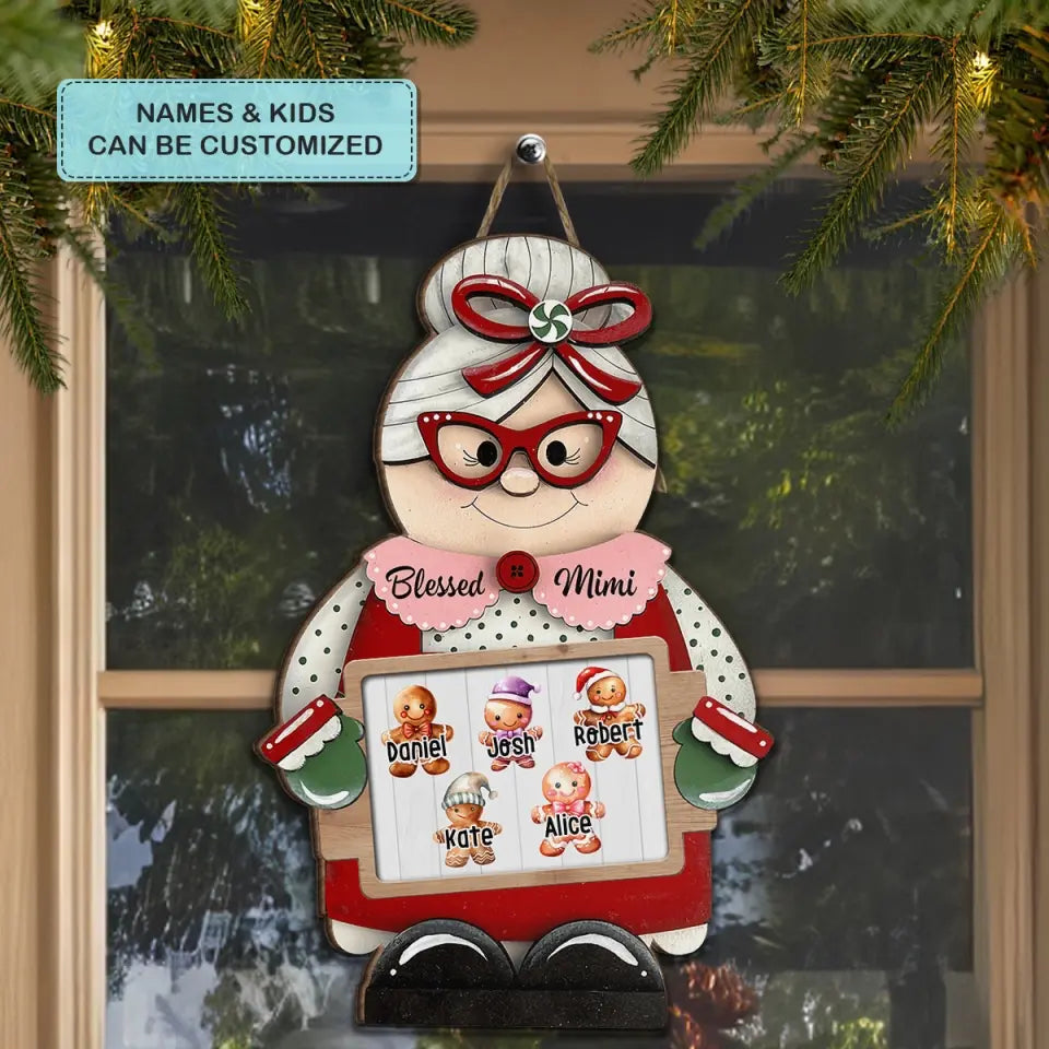Blessed Nana - Personalized Custom Door Sign - Christmas Gift For Grandma, Family Members