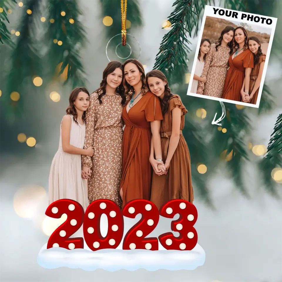 Our Family 2023 - Personalized Custom Photo Mica Ornament - Christmas Gift For Family, Family Members AGCPD055