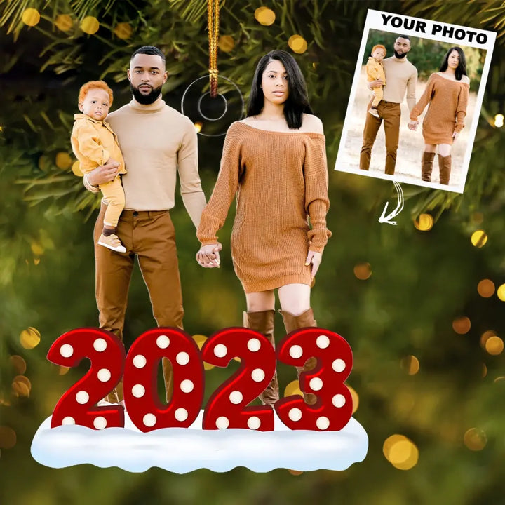Our Family 2023 - Personalized Custom Photo Mica Ornament - Christmas Gift For Family, Family Members AGCPD055