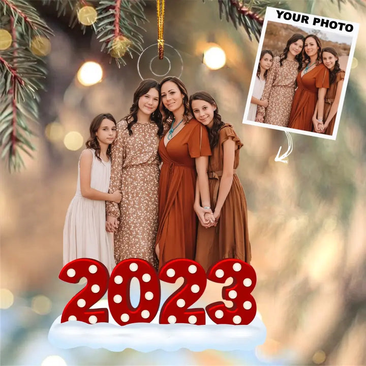 Our Family 2023 - Personalized Custom Photo Mica Ornament - Christmas Gift For Family, Family Members AGCPD055