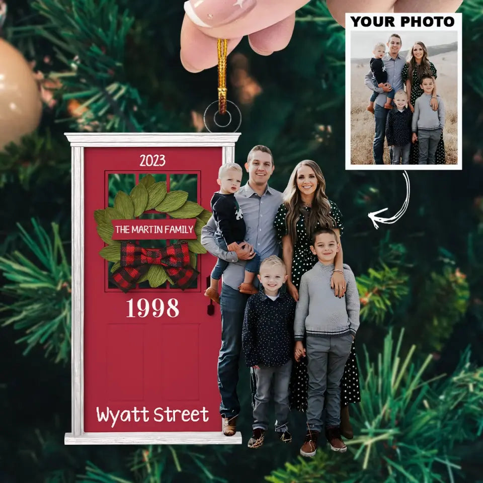 New House Front Door Ornament - Personalized Custom Photo Mica Ornament - Christmas Gift For Family, Family Members AGCPD059