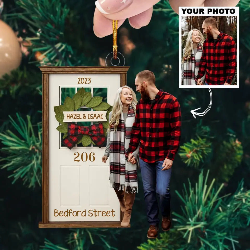 New House Front Door Ornament - Personalized Custom Photo Mica Ornament - Christmas Gift For Family, Family Members AGCPD059