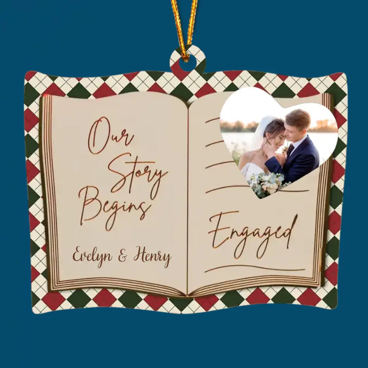 Our Story Begins - Personalized Layer Wood Ornament - Christmas, Anniversary Gift For Couple
