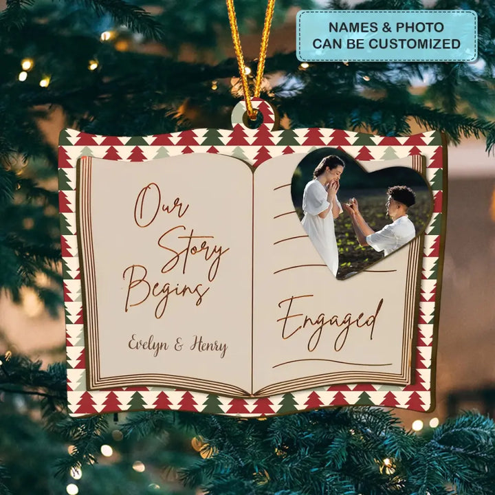 Our Story Begins - Personalized Layer Wood Ornament - Christmas, Anniversary Gift For Couple