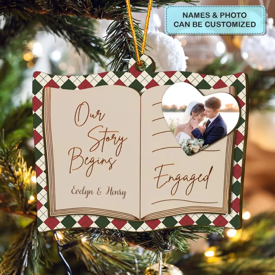 Our Story Begins - Personalized Layer Wood Ornament - Christmas, Anniversary Gift For Couple