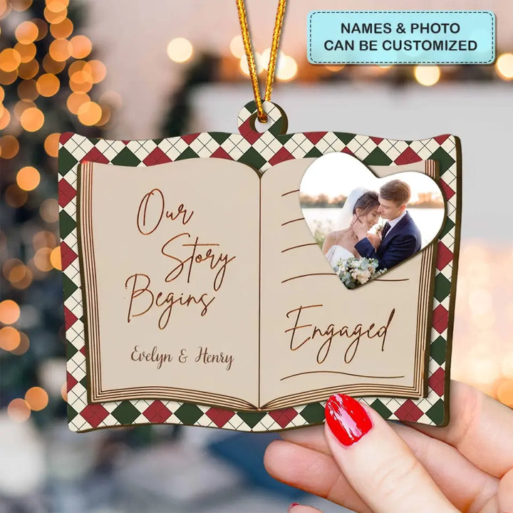 Our Story Begins - Personalized Layer Wood Ornament - Christmas, Anniversary Gift For Couple