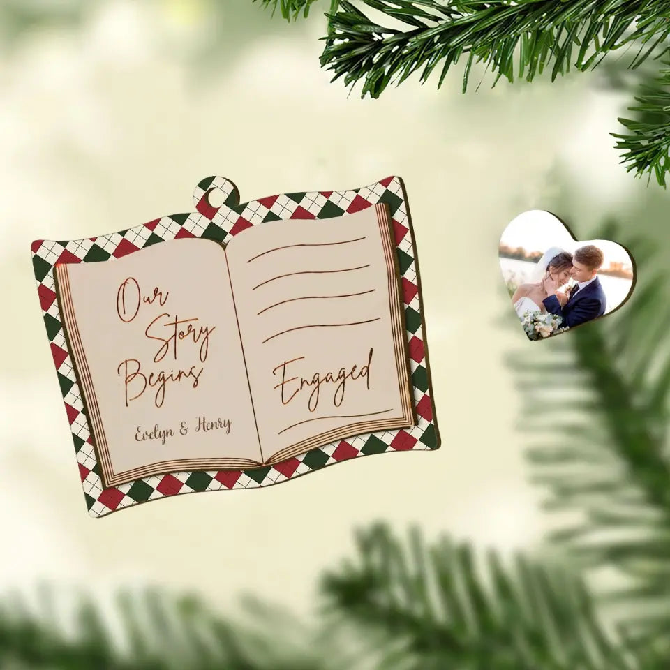 Our Story Begins - Personalized Layer Wood Ornament - Christmas, Anniversary Gift For Couple