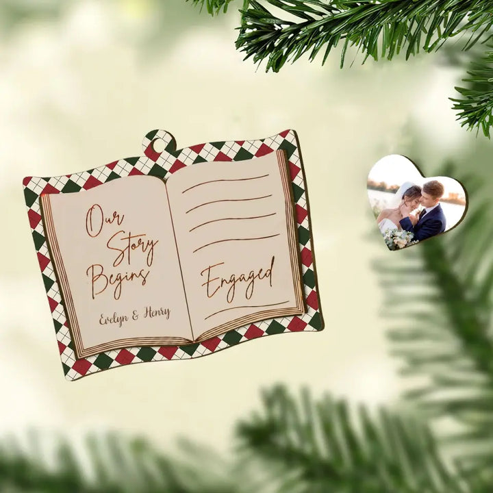 Our Story Begins - Personalized Layer Wood Ornament - Christmas, Anniversary Gift For Couple