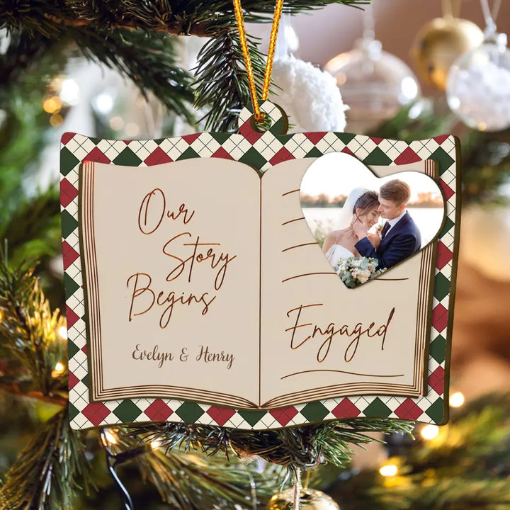 Our Story Begins - Personalized Layer Wood Ornament - Christmas, Anniversary Gift For Couple