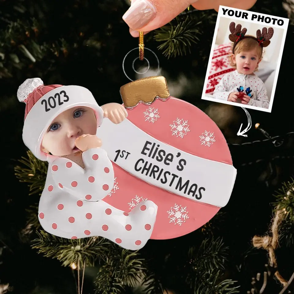 My First Christmas - Personalized Custom Photo Mica Ornament - Christmas Gift For Baby, Family Members AGCPD059