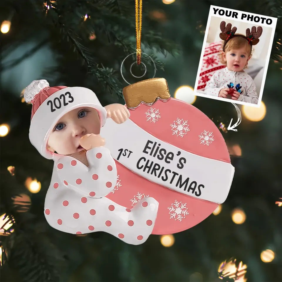 My First Christmas - Personalized Custom Photo Mica Ornament - Christmas Gift For Baby, Family Members AGCPD059