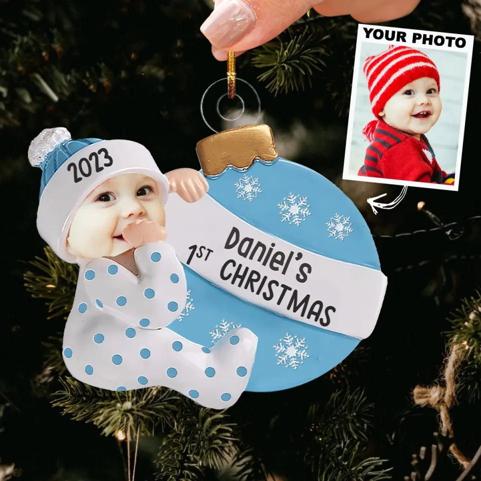 My First Christmas - Personalized Custom Photo Mica Ornament - Christmas Gift For Baby, Family Members AGCPD059