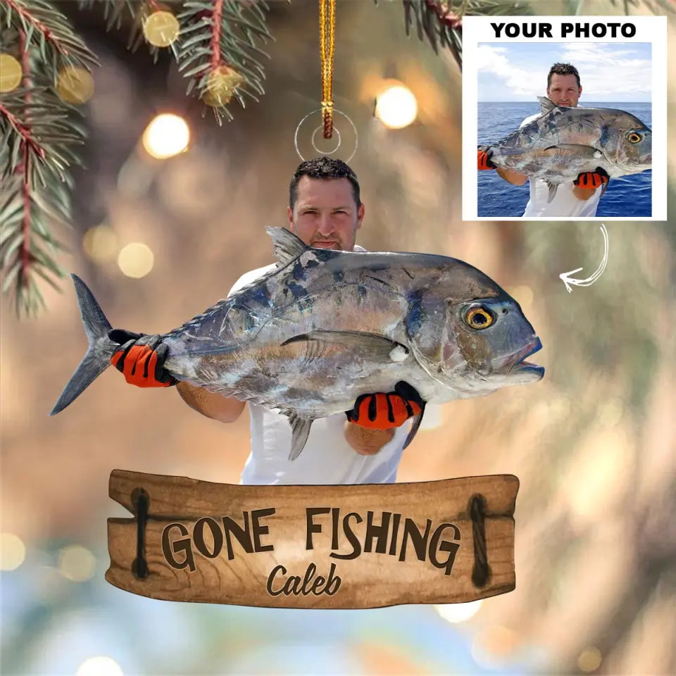 Gone Fishing - Personalized Custom Photo Mica Ornament - Christmas Gift For Fishing Lovers, Fishers, Family Members AGCDM040