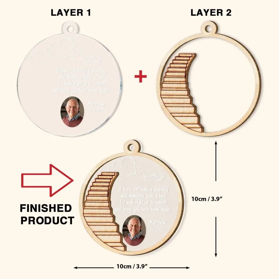 I'd Walk To Heaven And Bring You Home Again - Personalized Custom 2-Layer Mix Ornament - Christmas, Memorial Gift For Family Members