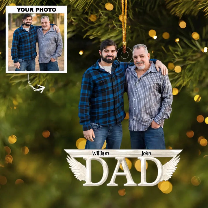 Forever In My Heart - Personalized Custom Photo Mica Ornament - Christmas Gift For Dad, Mom, Grandma, Grandpa, Family, Family Members AGCHD043