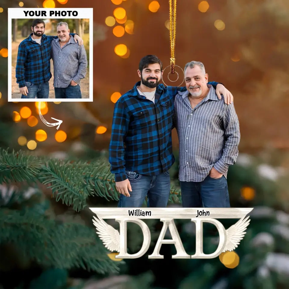 Forever In My Heart - Personalized Custom Photo Mica Ornament - Christmas Gift For Dad, Mom, Grandma, Grandpa, Family, Family Members AGCHD043