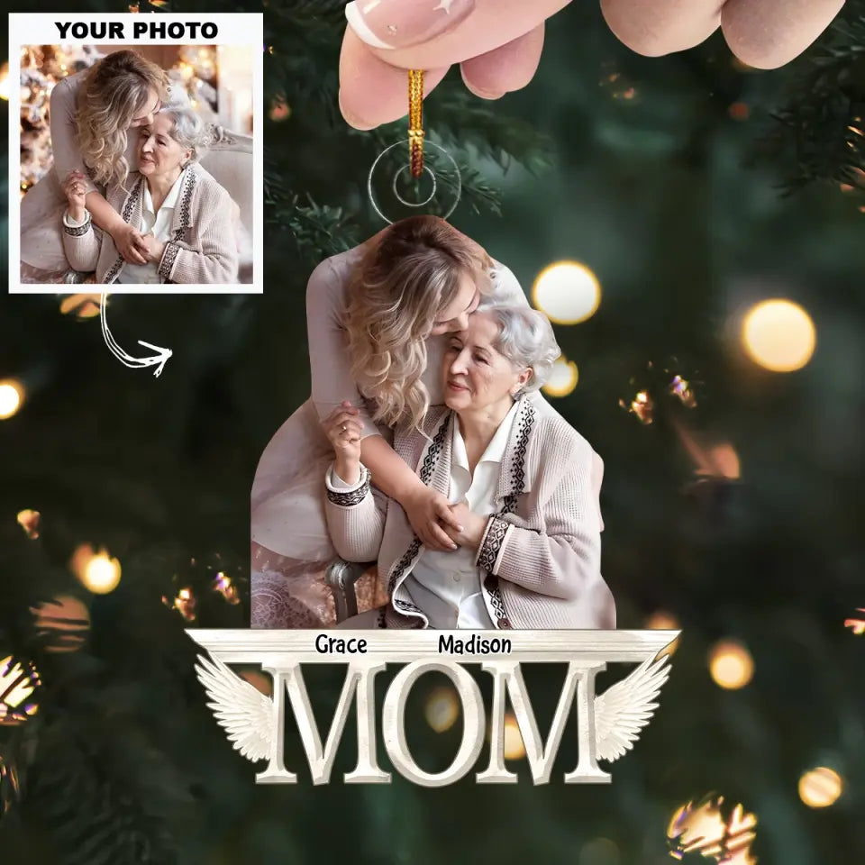 Forever In My Heart - Personalized Custom Photo Mica Ornament - Christmas Gift For Dad, Mom, Grandma, Grandpa, Family, Family Members AGCHD043