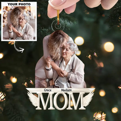 Forever In My Heart - Personalized Custom Photo Mica Ornament - Christmas Gift For Dad, Mom, Grandma, Grandpa, Family, Family Members AGCHD043