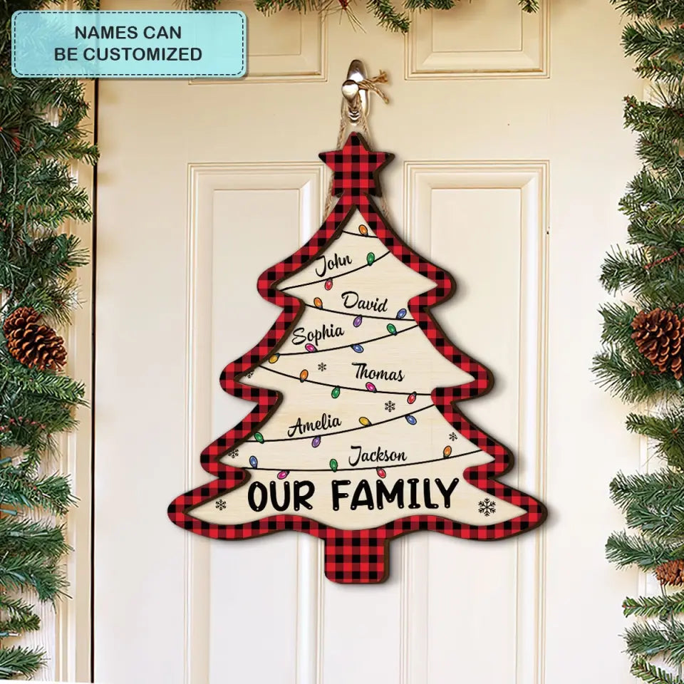 Christmas Tree - Personalized Custom 2-Layer Door Sign - Christmas Gift For Family, Family Members