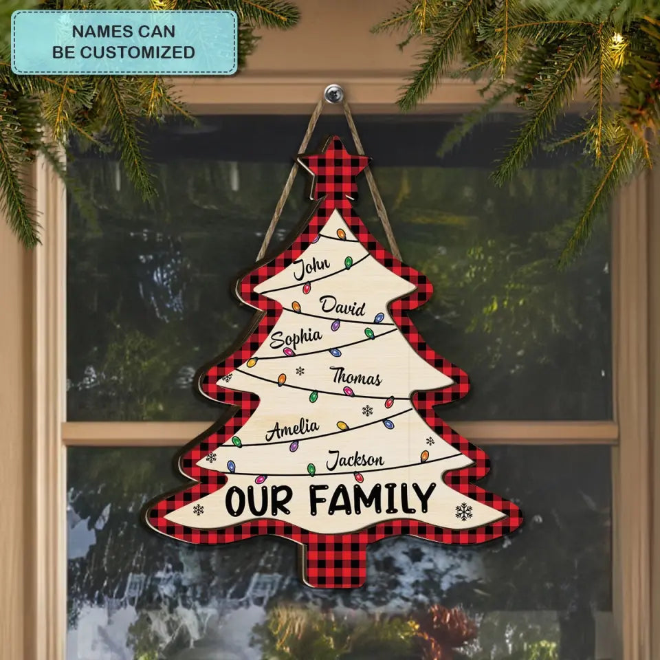 Christmas Tree - Personalized Custom 2-Layer Door Sign - Christmas Gift For Family, Family Members