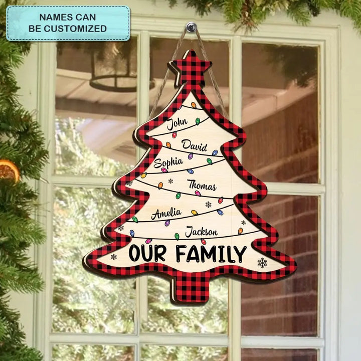 Christmas Tree - Personalized Custom 2-Layer Door Sign - Christmas Gift For Family, Family Members