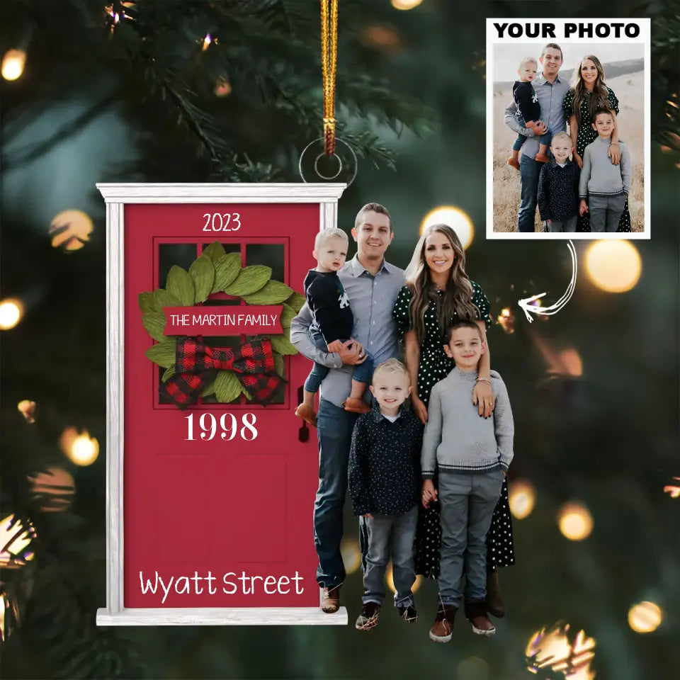 New House Front Door Ornament - Personalized Custom Photo Mica Ornament - Christmas Gift For Family, Family Members AGCPD059