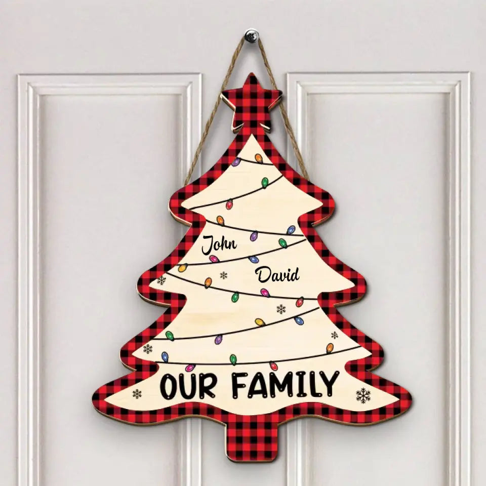 Christmas Tree - Personalized Custom 2-Layer Door Sign - Christmas Gift For Family, Family Members