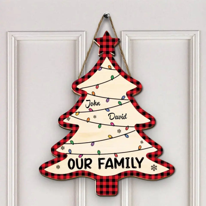 Christmas Tree - Personalized Custom 2-Layer Door Sign - Christmas Gift For Family, Family Members